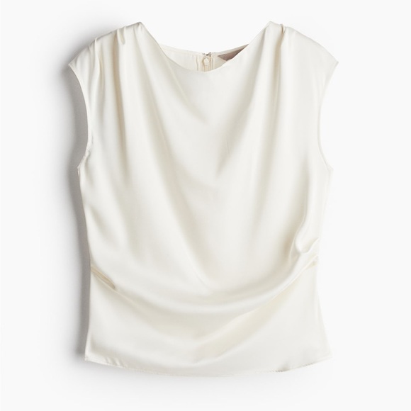 H&M Tops - H&M Cream Sleeveless Drape-Front Blouse